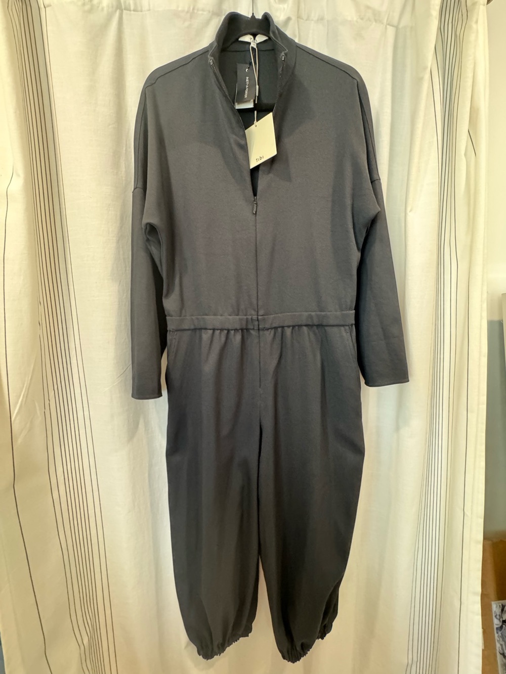 Chic Classic NWT Black X-Small Tibi Chalky Drape Zip Up Jumpsuit